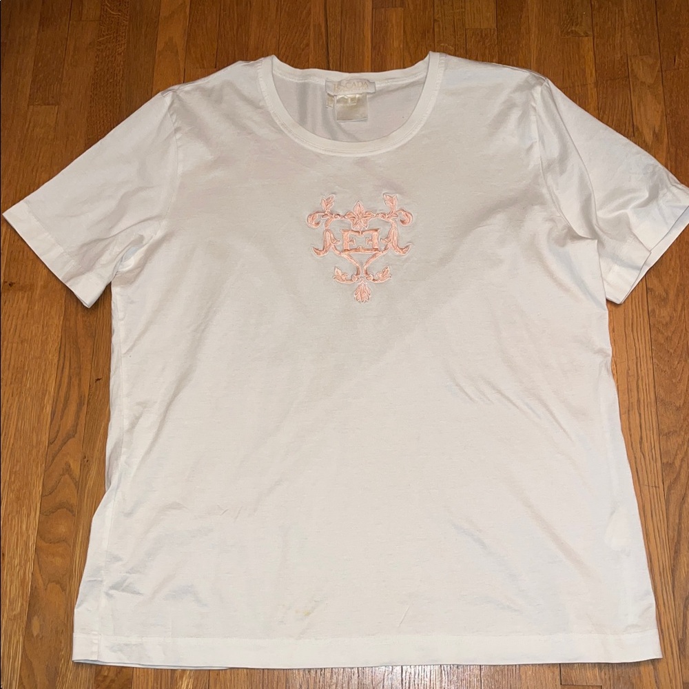 Escada Rare Vintage Embroidered Logo Top